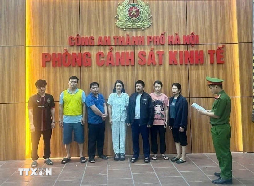 Nhóm bị can trong đường dây giết mổ, tiêu thụ lợn bệnh bị khởi tố. (Ảnh: TTXVN phát)