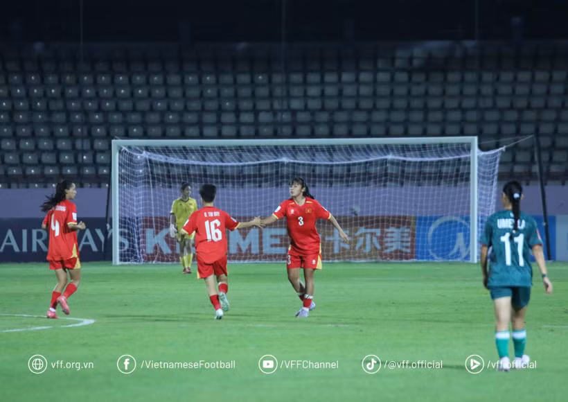 U20 nữ Việt Nam giành quyền vào tứ kết U20 nữ châu Á 2026. (Nguồn: VFF)