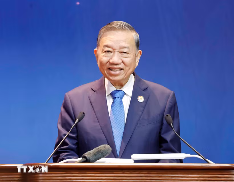 Tổng Bí thư, Chủ tịch nước Tô Lâm phát biểu chỉ đạo Đại hội XIV Công đoàn Việt Nam. (Ảnh: Thống Nhất/TTXVN)