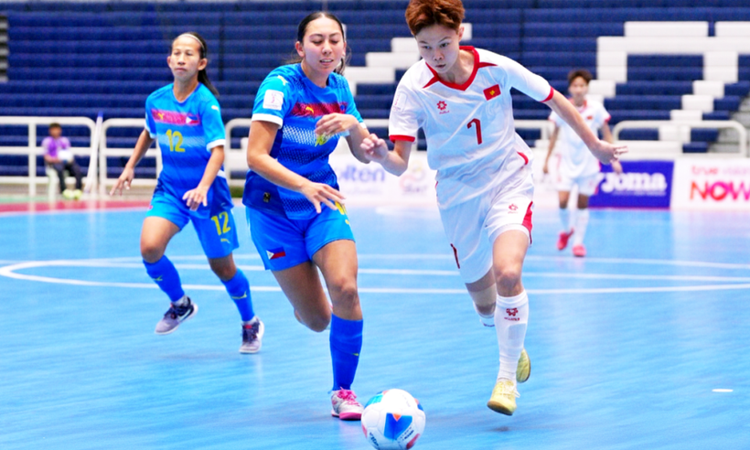 Futsal nữ Việt Nam đánh bại Futsal nữ Philippines. (Nguồn: VFF)