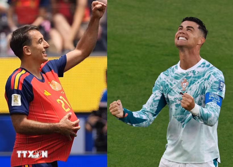 Tây Ban Nha chạm trán Bồ Đào Nha ở vòng 1/8 World Cup 2026. (Ảnh: THX/TTXVN phát)