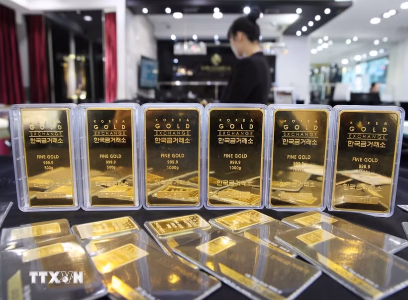 Giá vàng thế giới tăng. (Ảnh: THX/TTXVN phát)