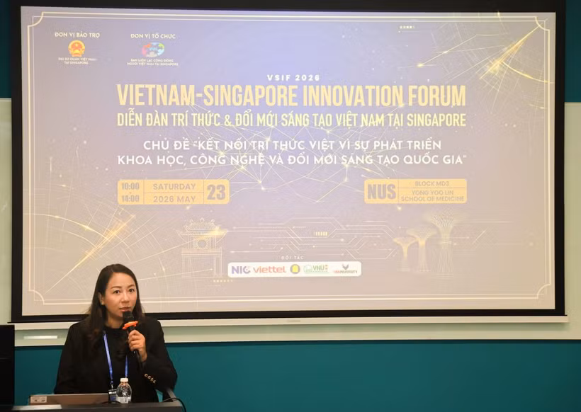 Bà Tạ Thùy Liên, Trưởng ban liên lạc Cộng đồng người Việt Nam tại Singapore. (Ảnh: TTXVN phát)