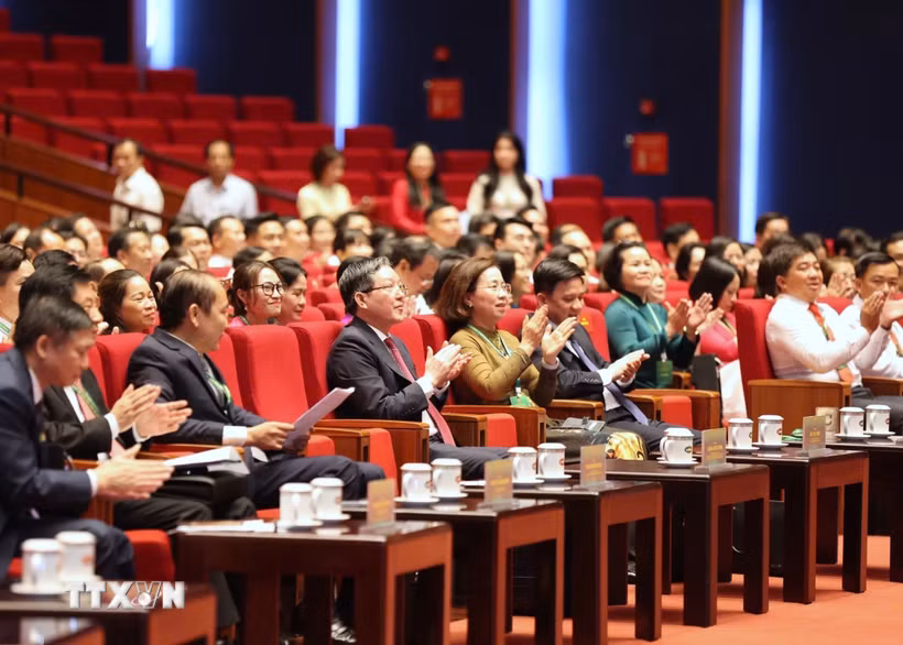 Các đại biểu tham dự Phiên thứ nhất Đại hội đại biểu toàn quốc Hội Nông dân Việt Nam lần thứ IX. (Ảnh: Hoàng Hiếu/TTXVN)