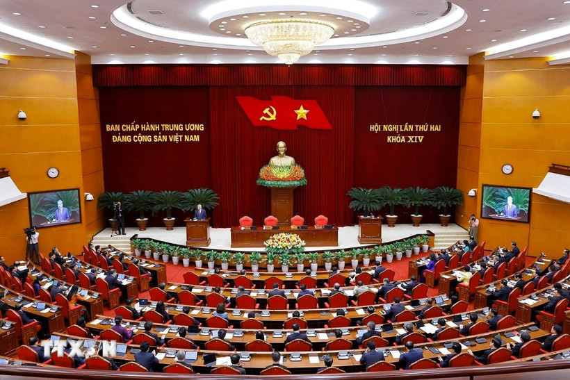 Phiên bế mạc Hội nghị lần thứ hai Ban Chấp hành Trung ương Đảng khoá XIV. (Ảnh: Doãn Tấn/TTXVN)