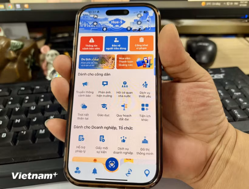 Nền tảng Hue-S tiếp tục khẳng định vai trò trụ cột với 100% dịch vụ đô thị thông minh được tích hợp thực tiễn. (Ảnh: Vietnam+)