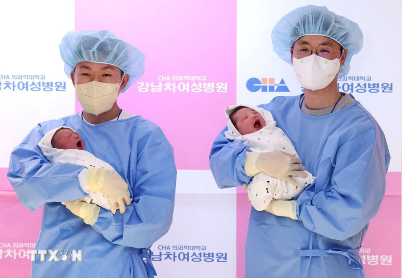 Các em bé sơ sinh tại Trung tâm y tế Gangnam ở Seoul, Hàn Quốc. (Ảnh: Yonhap/TTXVN)