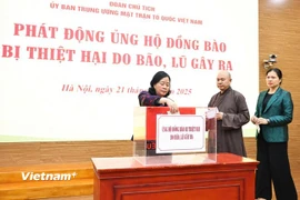 Ban Vận động Cứu trợ Trung ương - Ủy ban Trung ương Mặt trận Tổ quốc Việt Nam thông báo dừng đợt vận động, tiếp nhận ủng hộ đồng bào bị thiệt hại do bão, mưa lũ gây ra. (Ảnh: PV/Vietnam+)