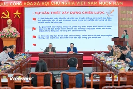 Ban thường trực Ủy ban Trung ương Mặt trận Tổ quốc Việt Nam tổ chức Hội thảo góp ý đối với dự thảo Chiến lược Đại đoàn kết toàn dân tộc đến năm 2030, tầm nhìn đến năm 2045. (Ảnh: Hoài Nam/Vietnam+)