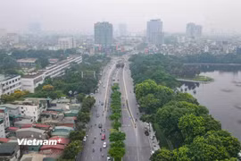 Tuyến đường Vành đai 1, thành phố Hà Nội sẽ cấm xe máy xăng lưu thông từ ngày 1/7/2026. (Ảnh: Hoài Nam/Vietnam+)