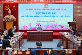 Ban Thường trực Ủy ban Trung ương Mặt trận Tổ quốc Việt Nam tổ chức Hội thảo khoa học góp ý cấu trúc, thành phần Bộ chỉ số Niềm tin xã hội cấp tỉnh. (Ảnh: Hoài Nam/Vietnam+)