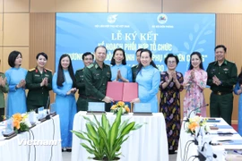 Lễ ký kết Kế hoạch phối hợp và tổ chức Chương trình “Đồng hành cùng phụ nữ biên cương” giai đoạn 2026 - 2030 giữa Hội Liên hiệp Phụ nữ và Bộ Tư lệnh Bộ đội Biên phòng. (Ảnh: PV/Vietnam+)