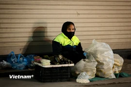Tiểu thương co ro đầu giờ sáng trong đợt không khí lạnh sâu tràn xuống Hà Nội