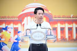 Ông Phạm Tiến Dũng - Phó Thống đốc Ngân hàng Nhà nước phát động giải chạy trực tuyến. (Ảnh: Vietnam+)