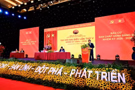 Ông Nguyễn Mạnh Hùng phát biểu khai mạc, trình bày Báo cáo phương hướng nhiệm vụ nhiệm kỳ 2025-2030. (Ảnh: Vietnam+)