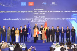 Techcombank và EIB công bố khoản vay 200 triệu Euro thúc đẩy tín dụng xanh. (Ảnh: Vietnam+)