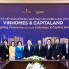 Lễ ký kết Biên bản ghi nhớ có sự hiện diện của ông Jonathan Yap - Tổng Giám đốc CLD (giữa), ông Phạm Nhật Vượng - Chủ tịch Tập đoàn Vingroup (thứ năm từ trái sang), cùng các lãnh đạo hai bên.