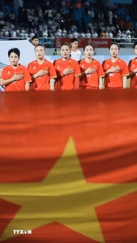 Tuyển nữ Việt Nam hướng đến chiến thắng ngày ra quân ở ASIAD 2026. (Ảnh: Minh Quyết/TTXVN)