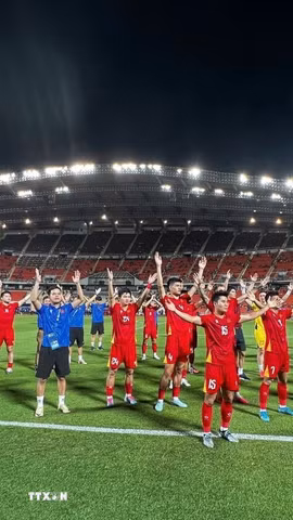 Tuyển Việt Nam hướng đến chiến thắng để giành niềm vui trọn vẹn tại ASEAN Cup 2026. (Ảnh: Phạm Hải/TTXVN)