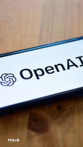 Biểu tượng Tập đoàn công nghệ Mỹ OpenAI. (Ảnh: AFP/TTXVN)