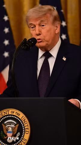 Tổng thống Mỹ Donald Trump phát biểu tại Washington, D.C. (Ảnh: AA/TTXVN phát)