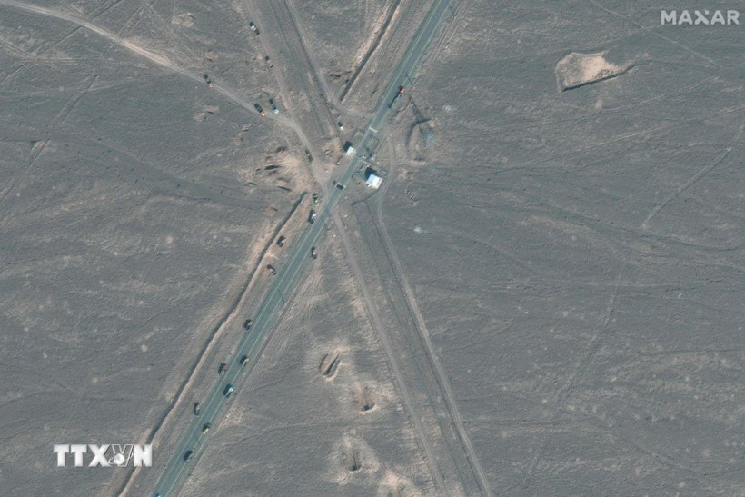 Hình ảnh do vệ tinh Maxar cung cấp về cơ sở hạt nhân Fordow ở Iran, ngày 20/6/2025. (Ảnh: Peninsula/TTXVN)