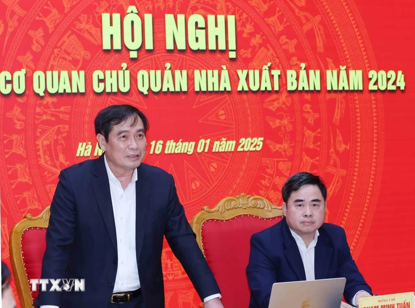 Ông Phan Xuân Thủy, Phó Trưởng Ban Tuyên giáo Trung ương phát biểu chỉ đạo hội nghị. (Ảnh: Phương Hoa/TTXVN)