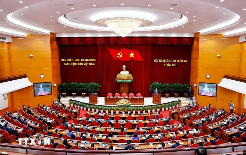 Hội nghị lần thứ 13 Ban Chấp hành Trung ương Đảng khóa XIII. (Ảnh: Doãn Tấn/TTXVN)