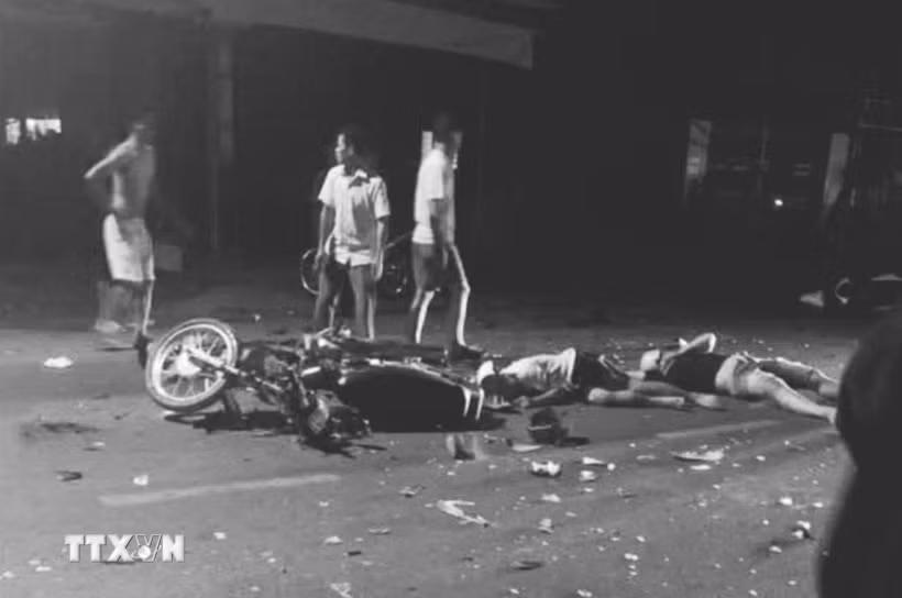 Hiện trường vụ tai nạn. (Ảnh: TTXVN phát)