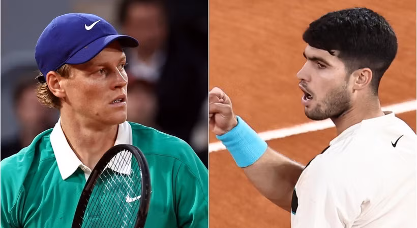 Jannik Sinner đối đầu Carlos Alcaraz ở chung kết Roland Garros 2025.