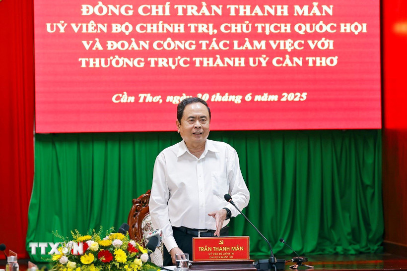 Chủ tịch Quốc hội Trần Thanh Mẫn phát biểu. (Ảnh: Doãn Tấn/TTXVN)