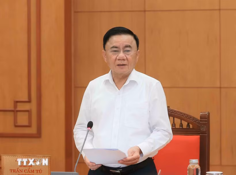 Đồng chí Trần Cẩm Tú, Ủy viên Bộ Chính trị, Thường trực Ban Bí thư phát biểu chỉ đạo buổi làm việc. (Ảnh: Phương Hoa/TTXVN)