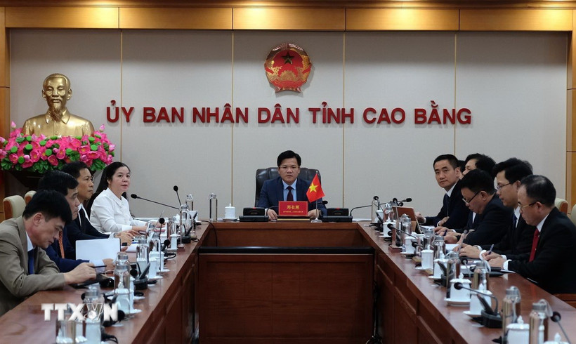 Đoàn đại biểu tỉnh Cao Bằng tham dự hội nghị. (Ảnh: Chu Hiệu/TTXVN)