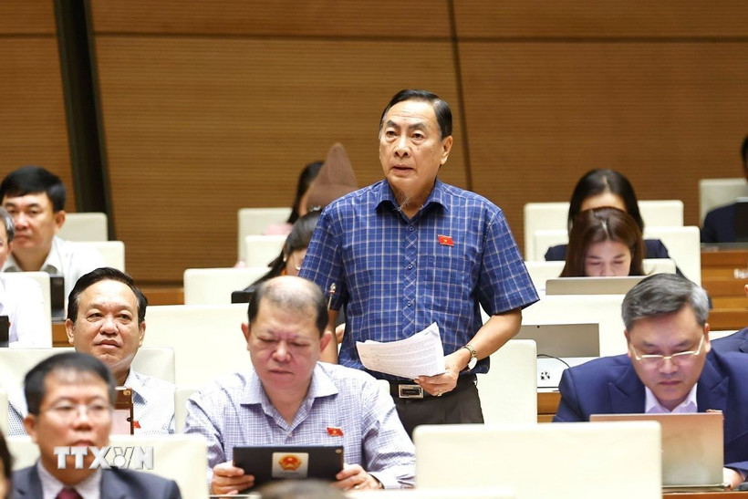 Đại biểu Quốc hội tỉnh Đồng Tháp Phạm Văn Hòa phát biểu. (Ảnh: Doãn Tấn/TTXVN)