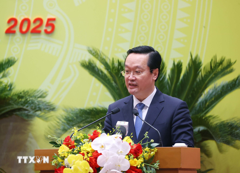 Hội đồng Nhân dân thành phố Hà Nội bầu đồng chí Nguyễn Đức Trung, Phó Bí thư Thành ủy Hà Nội giữ chức vụ Chủ tịch UBND thành phố Hà Nội, nhiệm kỳ 2021-2026. (Ảnh: Văn Điệp/TTXVN)