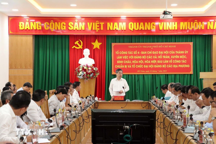 Quang cảnh buổi làm việc. (Ảnh: Đoàn Mạnh Dương/TTXVN)
