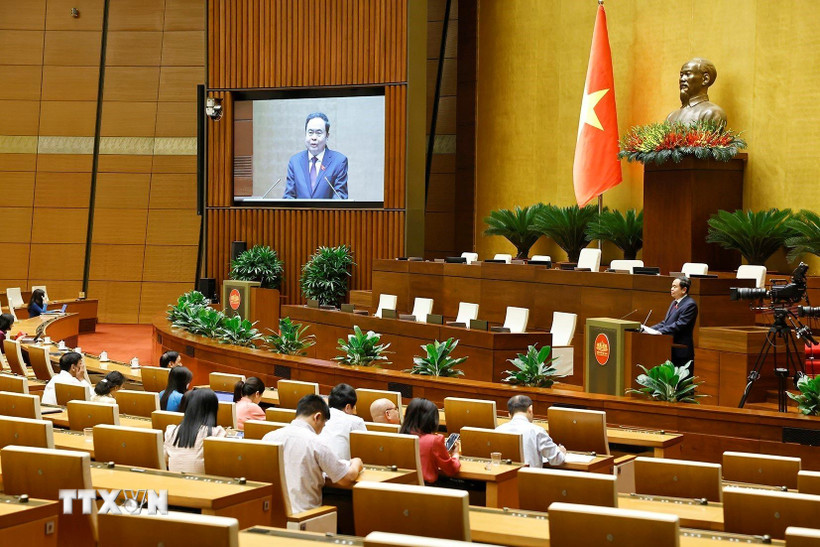 Chủ tịch Quốc hội Trần Thanh Mẫn phát biểu. (Ảnh: Doãn Tấn/TTXVN)