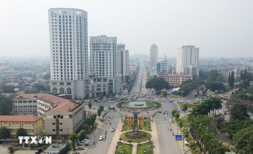 Một góc trung tâm tỉnh Thái Nguyên. (Ảnh: Hoàng Nguyên/TTXVN)