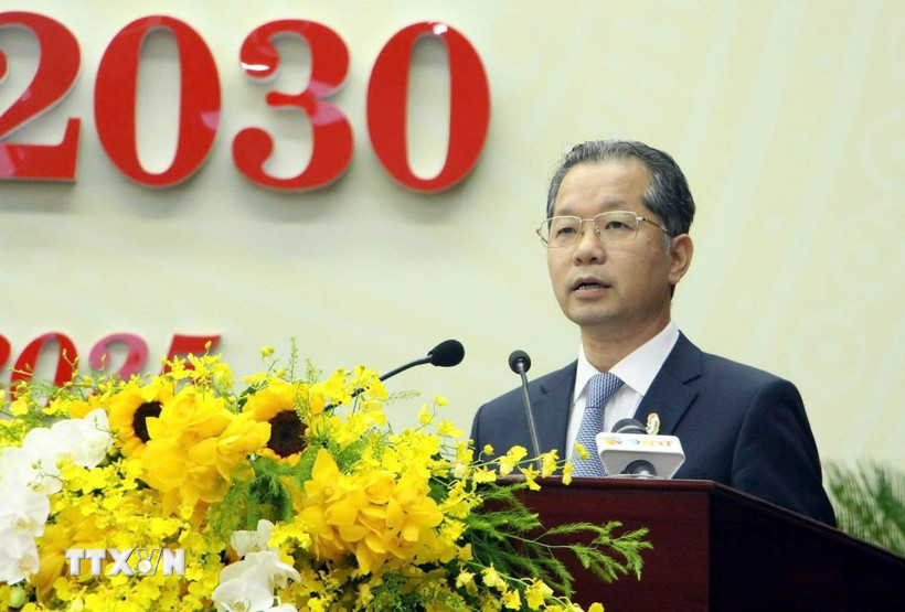 Ủy viên Trung ương Đảng, Bí thư Thành ủy Đà Nẵng Nguyễn Văn Quảng phát biểu chỉ đạo Đại hội. (Ảnh: Trần Tĩnh/TTXVN)