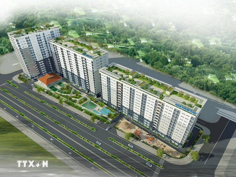 Phối cảnh dự án Chung cư cho người thu nhập thấp tại khu dân cư An Trung 2 (quận Sơn Trà, thành phố Đà Nẵng). (Ảnh: TTXVN phát)