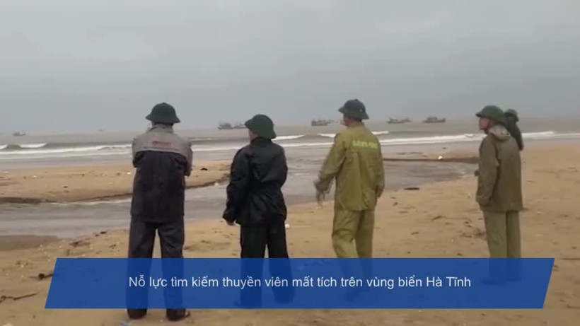 Nỗ lực tìm kiếm thuyền viên mất tích ở vùng biển Hà Tĩnh. 
