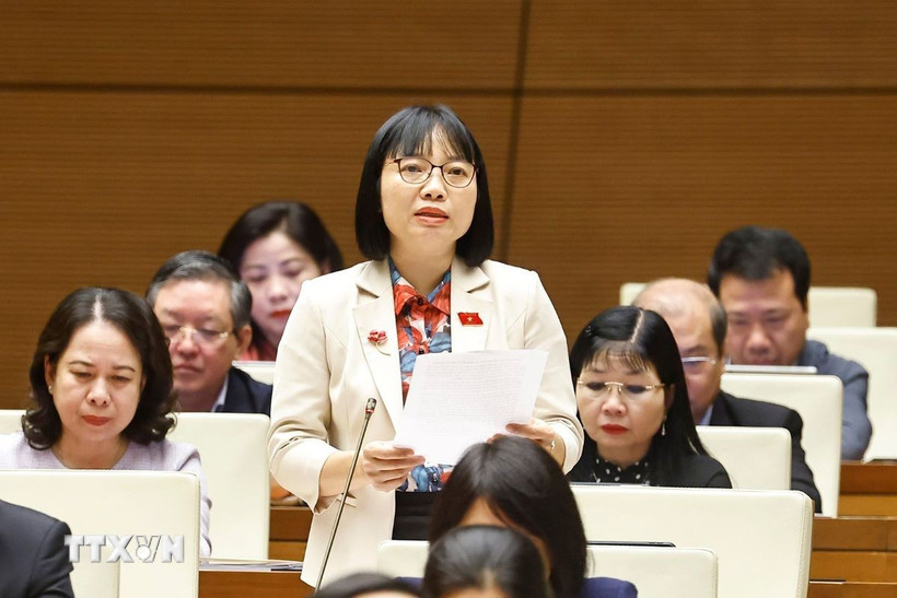 Đại biểu Quốc hội thành phố Hải Phòng Nguyễn Thị Việt Nga phát biểu. (Ảnh: Doãn Tấn/TTXVN)