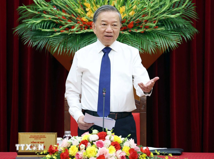 Tổng Bí thư Tô Lâm phát biểu. (Ảnh: Thống Nhất/TTXVN)