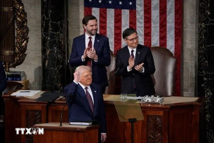 Tổng thống Mỹ Donald Trump phát biểu trước Quốc hội tại Washington, DC, ngày 4/3/2025. (Ảnh: USA Today/TTXVN)