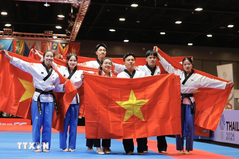 Taekwondo mang về tấm HCV về cho đoàn thể thao Việt Nam. (Ảnh: Minh Quyết/TTXVN)