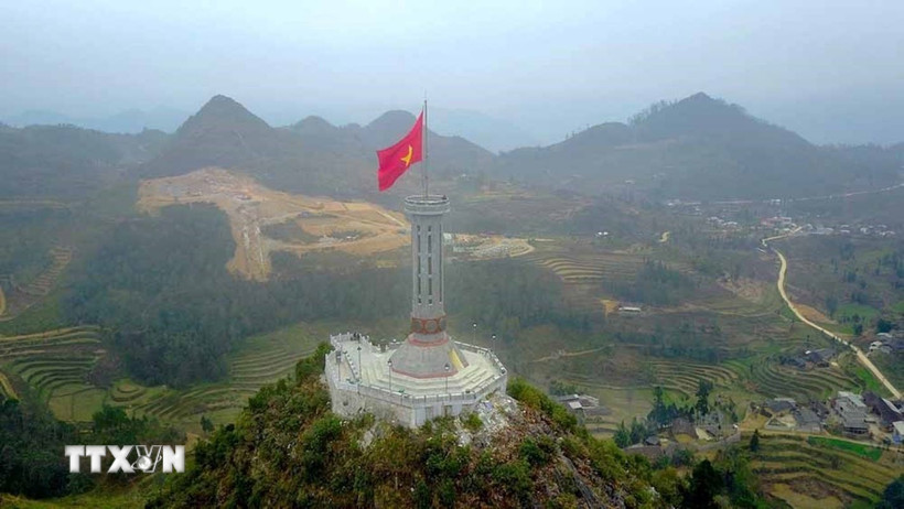 Cột cờ Lũng Cú nằm ở đỉnh Lũng Cú. (Ảnh: Thành Đạt/TTXVN)
