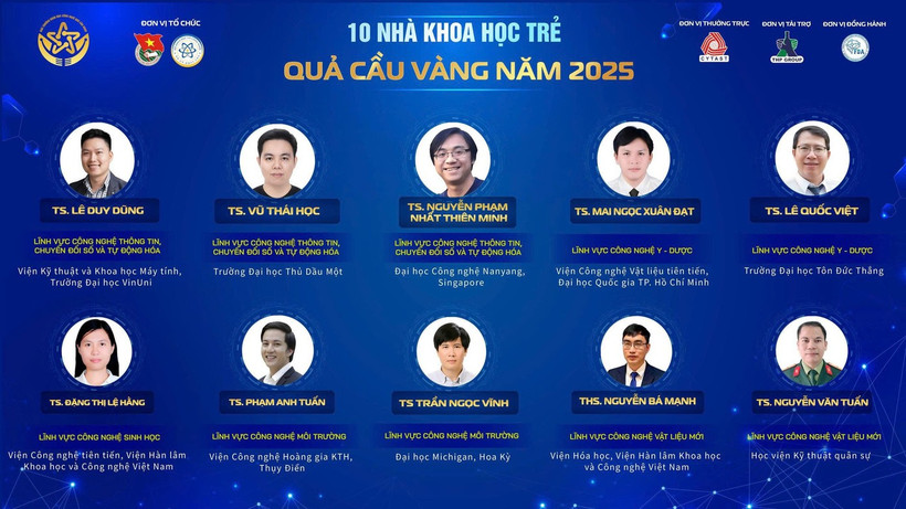 Danh sách 10 nhà khoa học trẻ nhận Giải thưởng Khoa học công nghệ Quả Cầu Vàng năm 2025.
