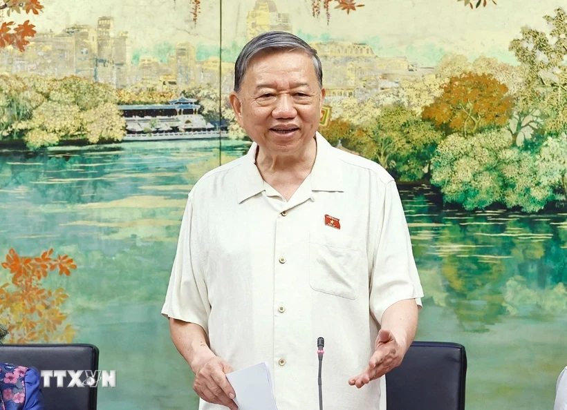 Tổng Bí thư Tô Lâm, Đại biểu Quốc hội thành phố Hà Nội phát biểu. (Ảnh: Doãn Tấn/TTXVN)