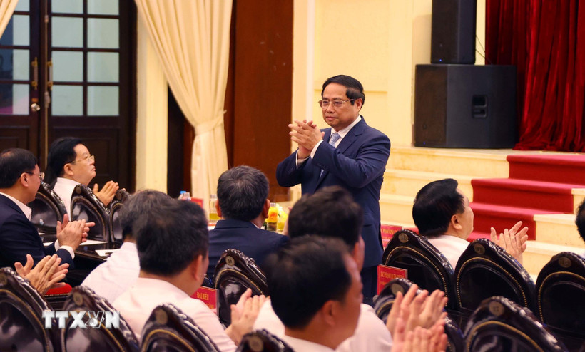 Thủ tướng Phạm Minh Chính dự hội nghị. (Ảnh: Văn Điệp/TTXVN)