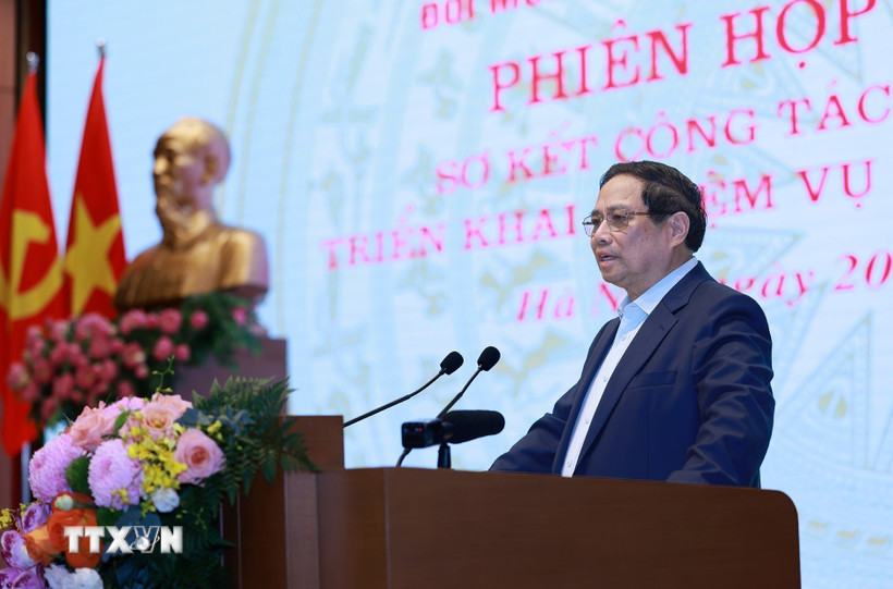 Thủ tướng Phạm Minh Chính khai mạc Phiên họp lần thứ 3 Ban Chỉ đạo về phát triển khoa học, công nghệ, đổi mới sáng tạo, chuyển đổi số và Đề án 06. (Ảnh: Dương Giang/TTXVN)